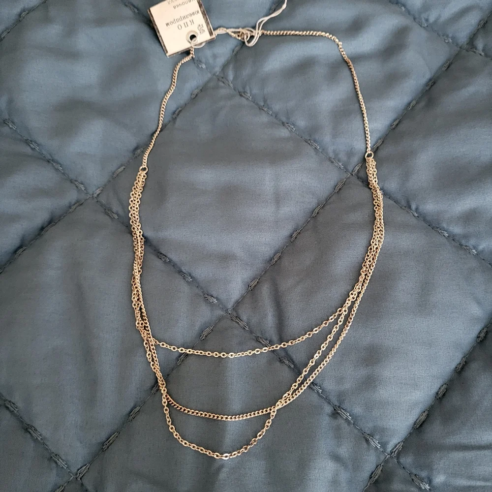NWT UNIQUE 925 STERLING SILVER 3 LINES CHAIN NECKLACE FROM EUROPE - Picture 3 of 4